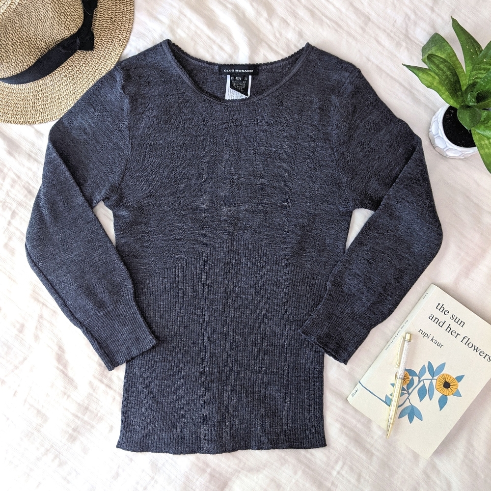 CLUB MONACO lightweight grey wool sweater